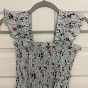 Hill House blue floral linen top